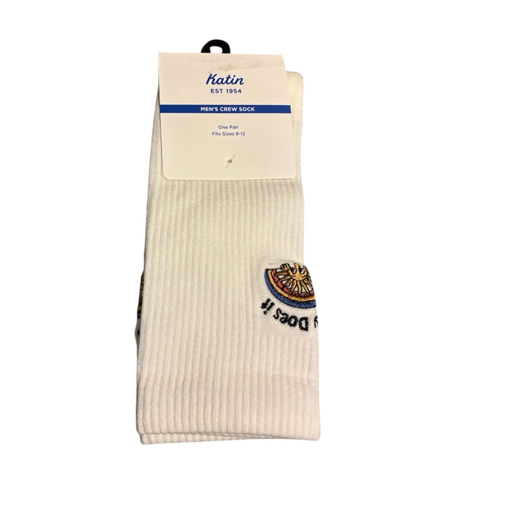 KATIN MEN’S CREW KILROY RAINBOW white SOCKS
Size 8-12 
New - Picture 2 of 5